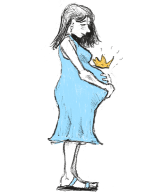 A hand-drawn illustration of a pregnant woman